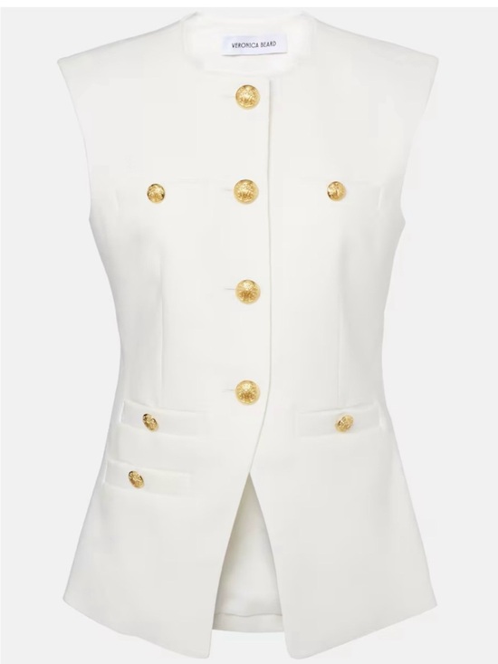 Veronica Beard Jackets & Blazers - NEW VERONICA BEARD White Tamara Sleeveless Vest with Gold Medallion Miller 8